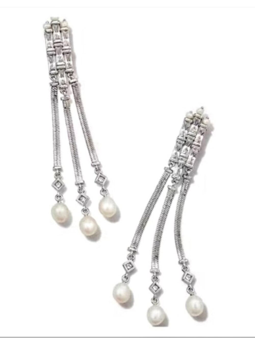 🆕✨KENDRA SCOTT "GRACIE" LINEAR PEARL CRYSTALS EARPOST DROP EARRINGS